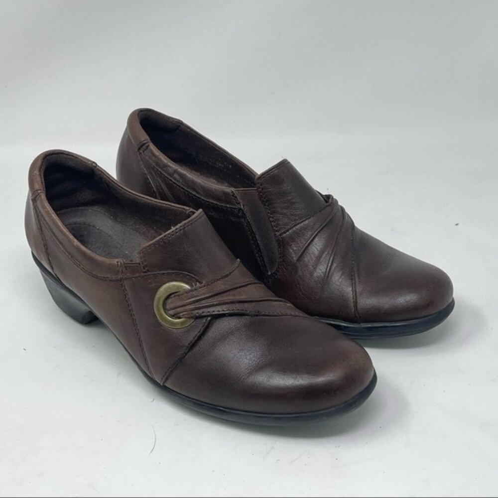 Clarks Bendables Womens 6.5 M Brown Leather Upper Pumps Shoes Clogs #38479
